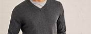 Grey Pullover V-Neck Cotton Shirt