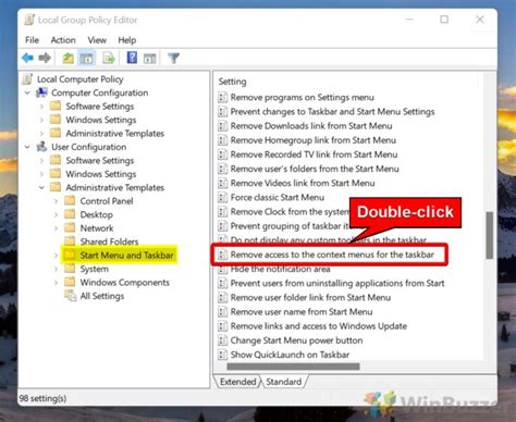 Group Policy Editor - Start Menu and Taskbar