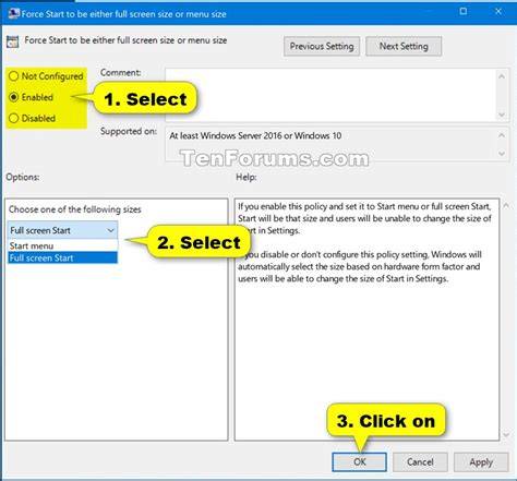 Group Policy Full Screen Start Option