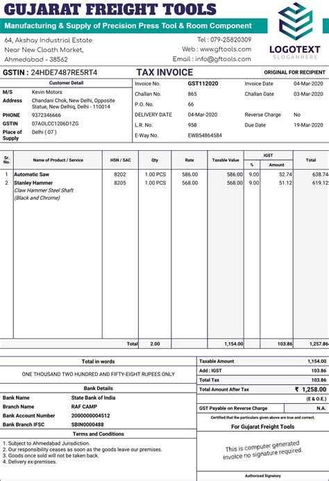 Gst Bill Template