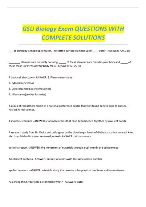 Gsu Biology Course Catalog