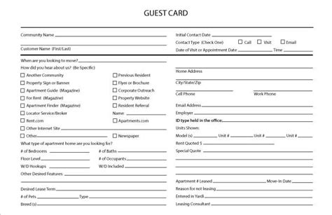 Guest Card Template