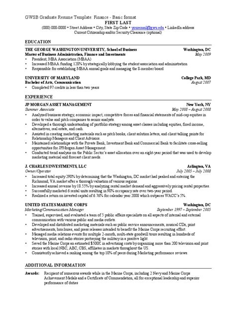 Gwu Resume Template