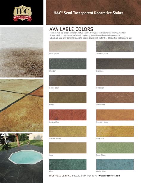 H And C Concrete Stain Color Chart