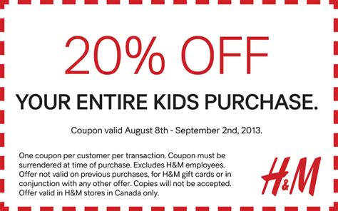 H M Coupons In Store Printable