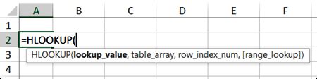 HLOOKUP Syntax