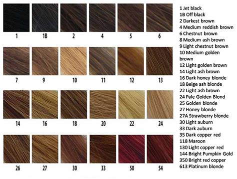 Hair Colour Number Chart