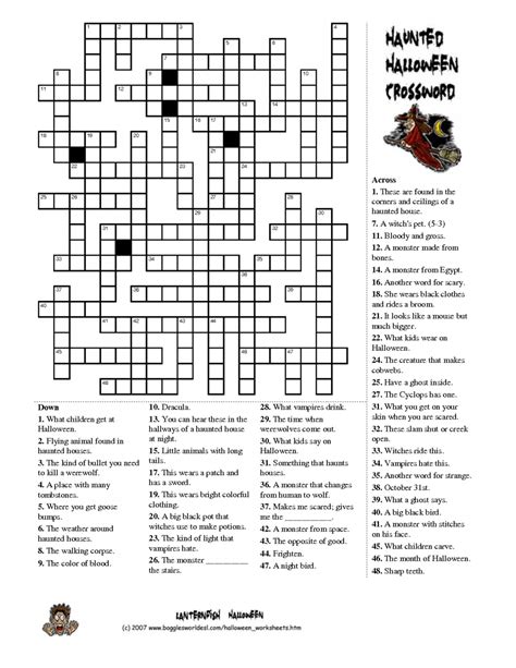 Halloween Crossword Puzzle Printable