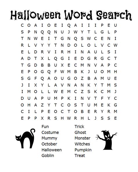 Halloween Word Search Printable Free