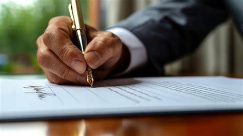 Hand signing a simple agreement