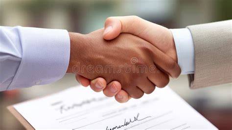 Handshake with paper