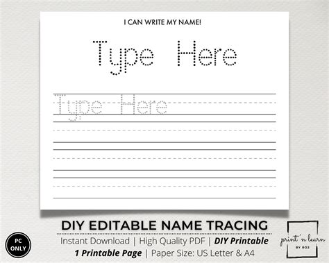 Handwriting Template For Names