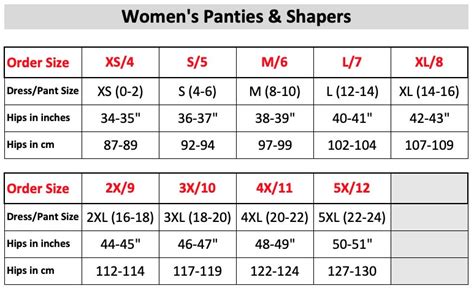 Hanes Size Chart Women