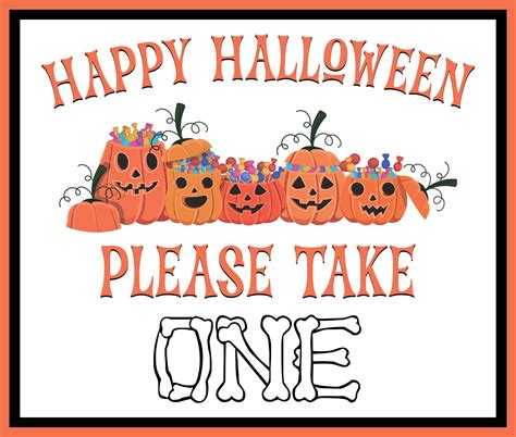 Happy Halloween Take One Sign Printable