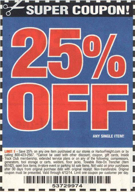 Harbor Freight Printable Coupons 25 Off One Item 2016