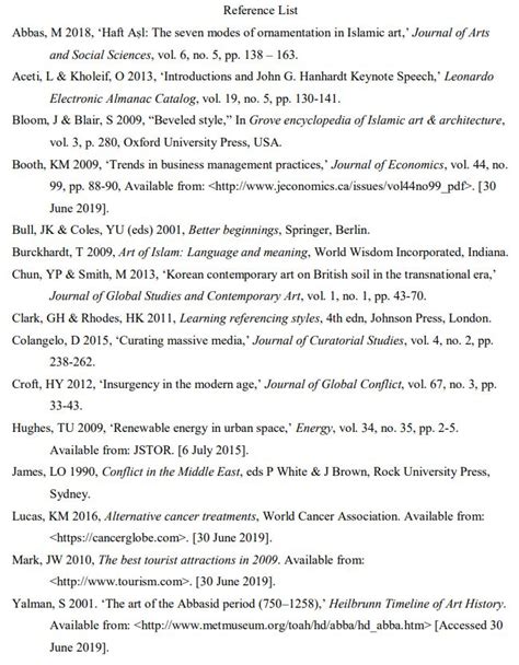 Harvard Reference List Format
