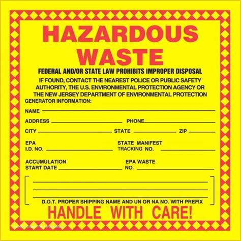 Hazardous Waste Label Template