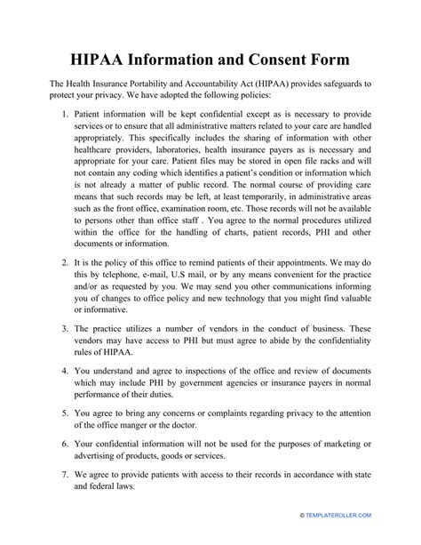 Hipaa Consent Form Template