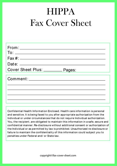 Hipaa Fax Cover Sheet Template