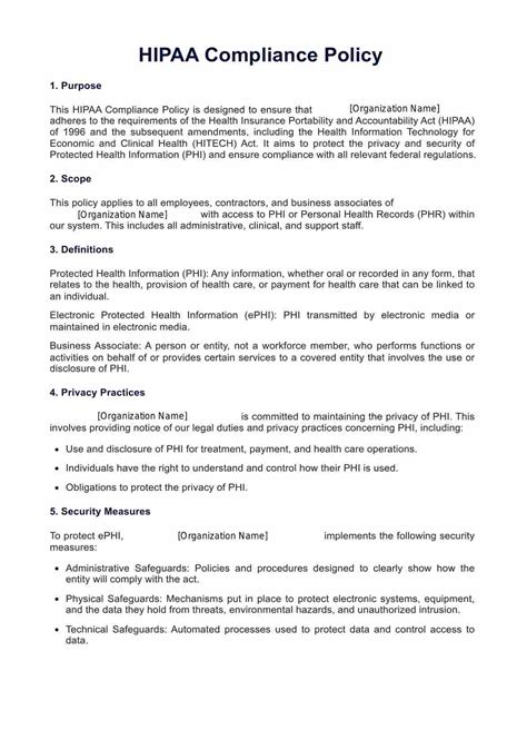 Hipaa Policy And Procedure Template