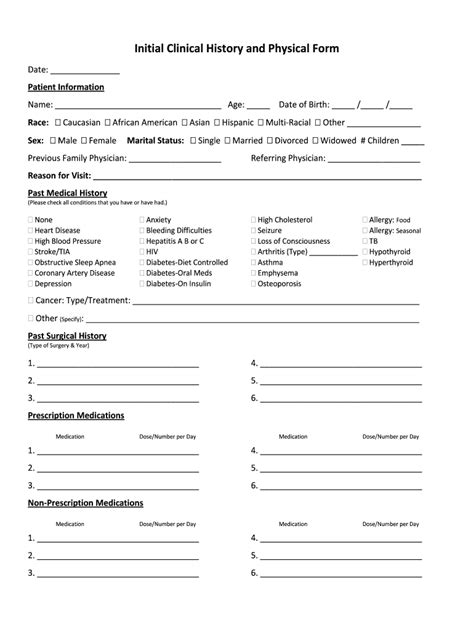 History And Physical Template Word