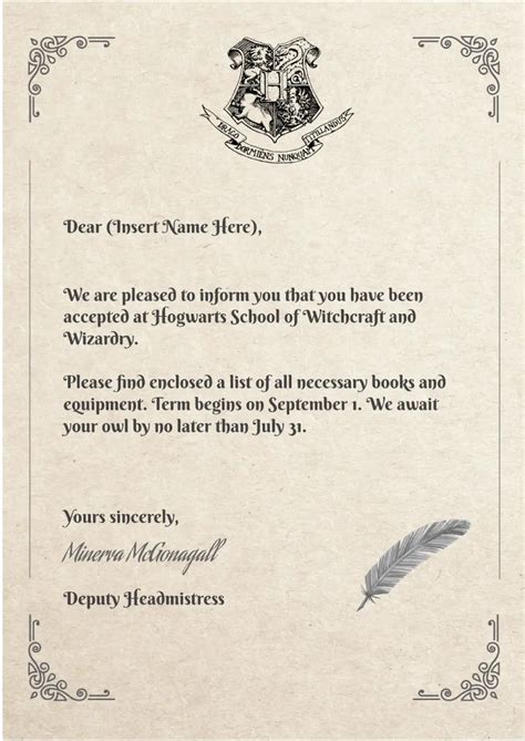 Hogwarts Letter Template