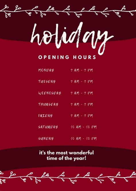 Holiday Hours Template