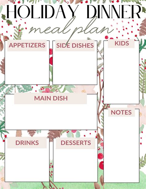 Holiday Meal Planner Template