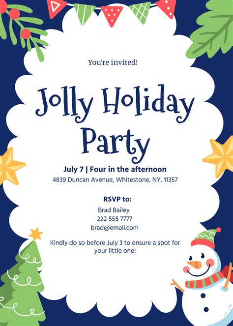 Holiday Party Invitation Template Email