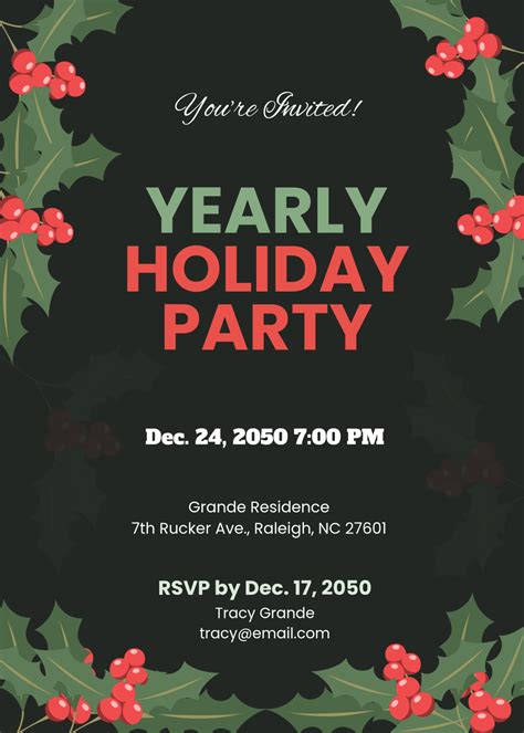 Holiday Party Invitation Template Free