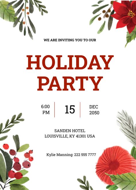 Holiday Party Invite Free Template