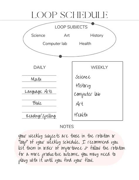 Homeschool Loop Schedule Template