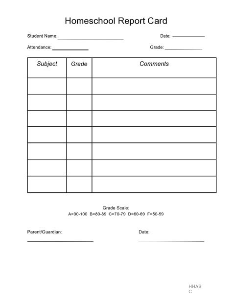 Homeschool Progress Report Template