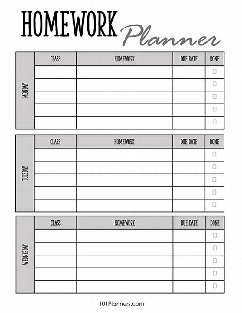 Homework Pages Printable