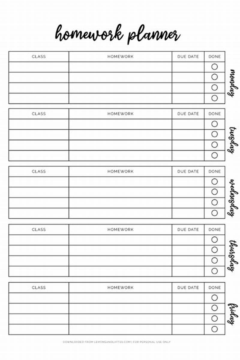 Homework Planner Printable