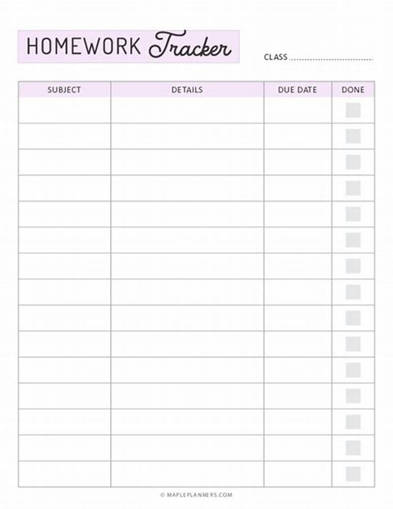 Homework Tracker Printable