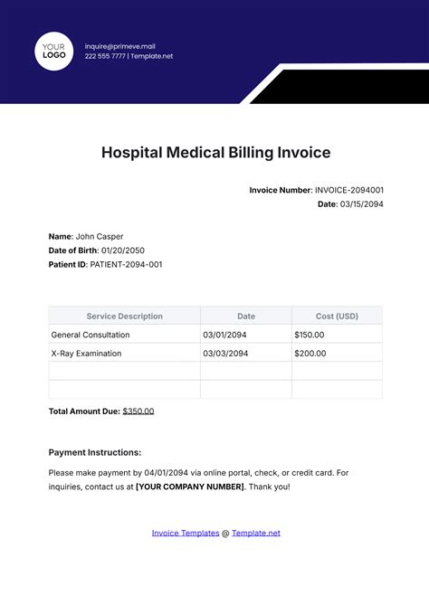 Hospital Invoice Template