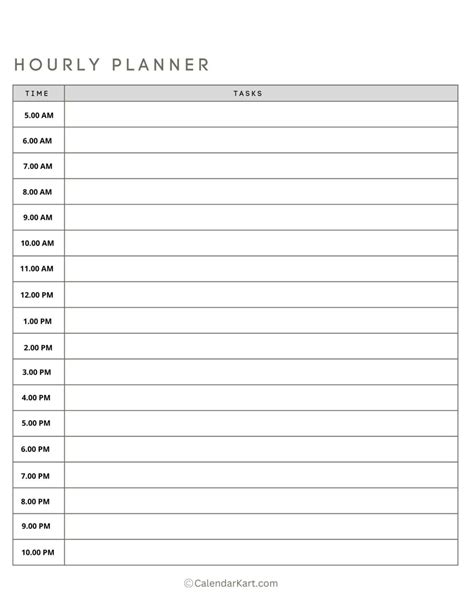 Hourly Printable Planner