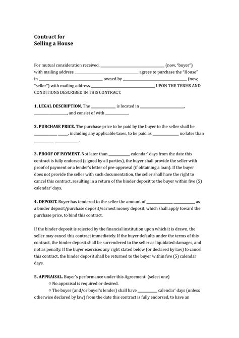House Selling Agreement Template