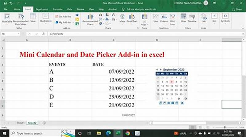 How To Add Mini Calendar In Excel