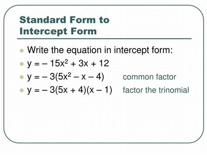 How To Convert Intercept Form To Standard