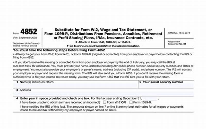 How To File Form 4852