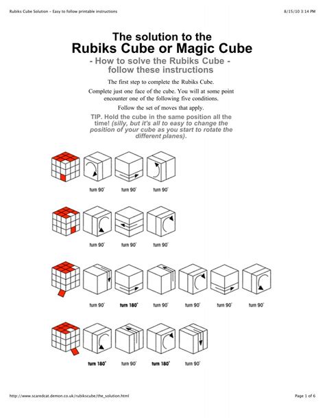 How To Solve A 3x3 Rubiks Cube Printable Instructions