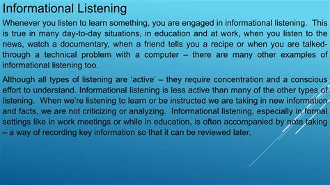How can you improve in informational listening