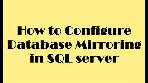 How do I mirror a SQL database