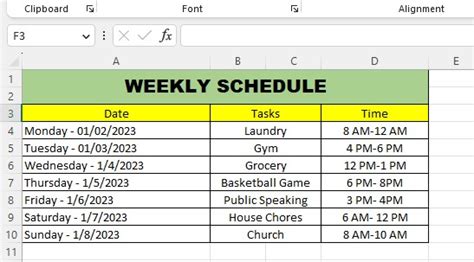 How do you create a schedule in Excel