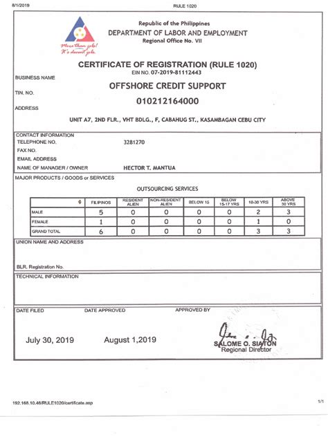 How do you get a Dole certificate