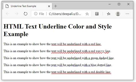 How do you underline color in HTML
