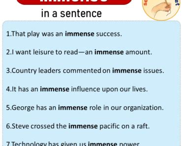 How do you use immense in a sentence
