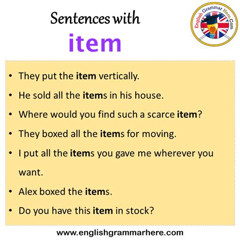 How do you use item in a sentence